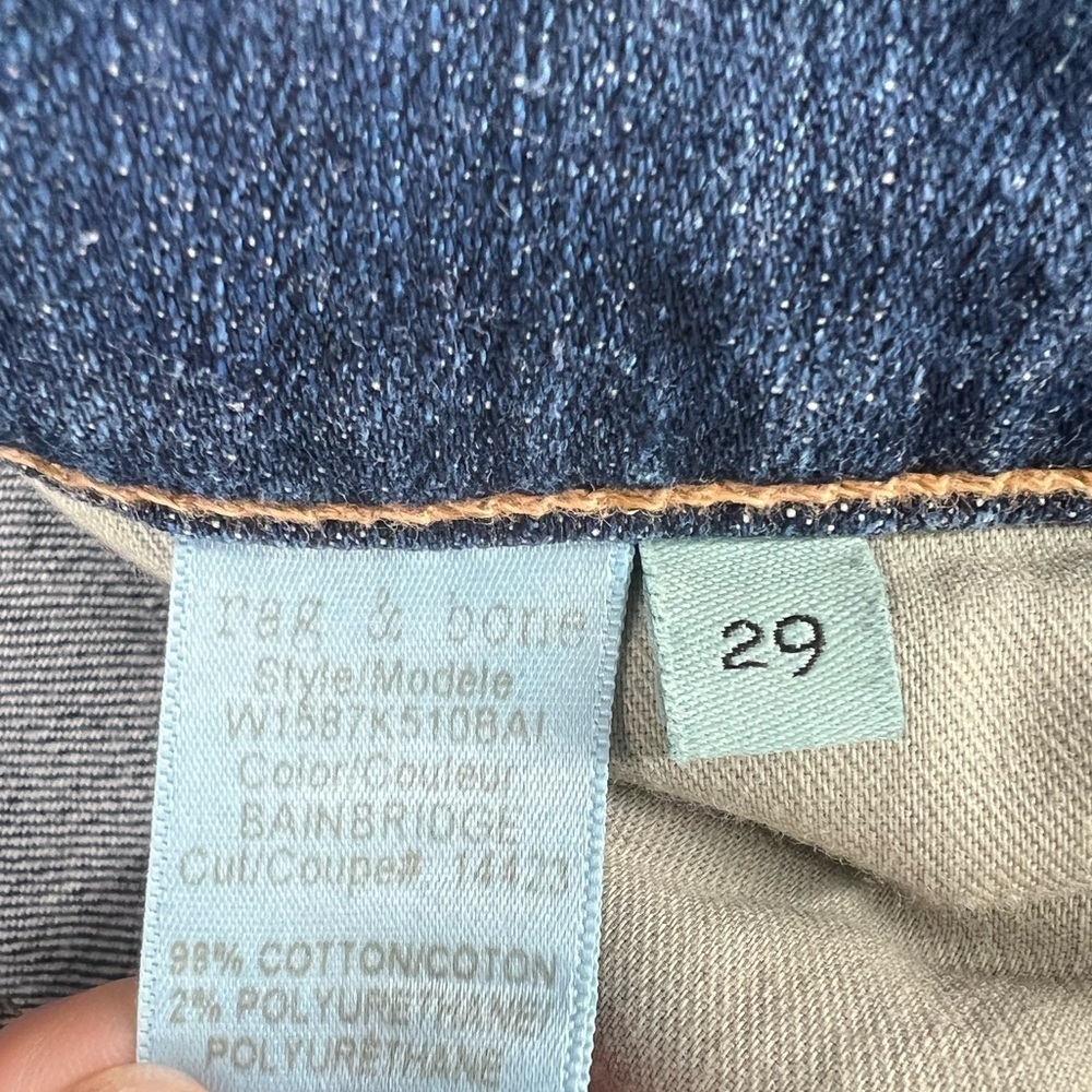 Rag & Bone 10 Inch Dre Denim Jeans In Bainbridge Wash Raw Hem Frayed Ankle 29 - Picture 7 of 11